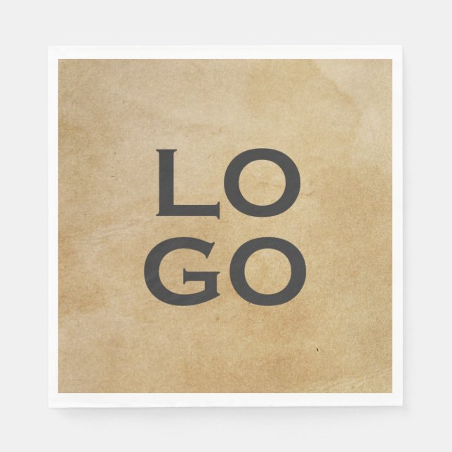 Benutzerdefiniertes Logo auf rustikalem Pergament Serviette (Vorderseite)