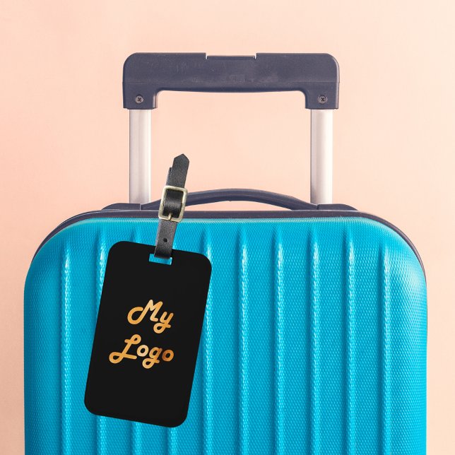 Benutzerdefiniertes Logo Bild schwarz Gold Geschäf Gepäckanhänger (Von Creator hochgeladen)