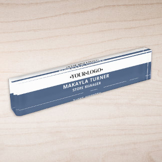 Benutzerdefiniertes Logo Blau Namensplakette