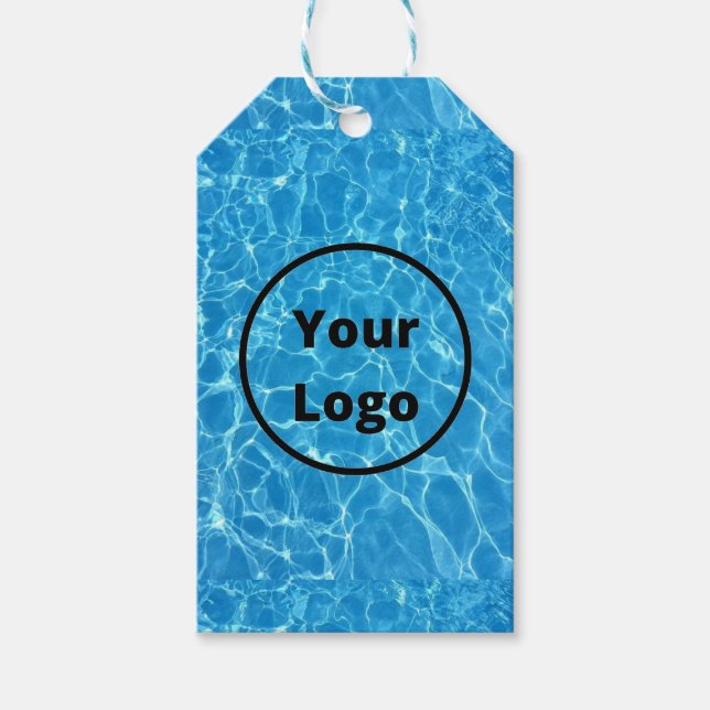 Benutzerdefiniertes Logo blaues Wasser texturiert Geschenkanhänger (Vorderseite)