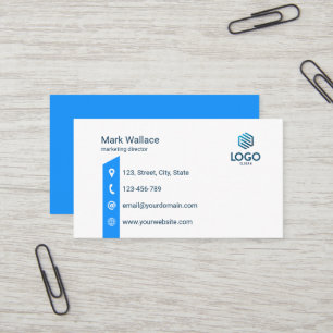 Benutzerdefiniertes Logo Blue Minimal Business IT Visitenkarte