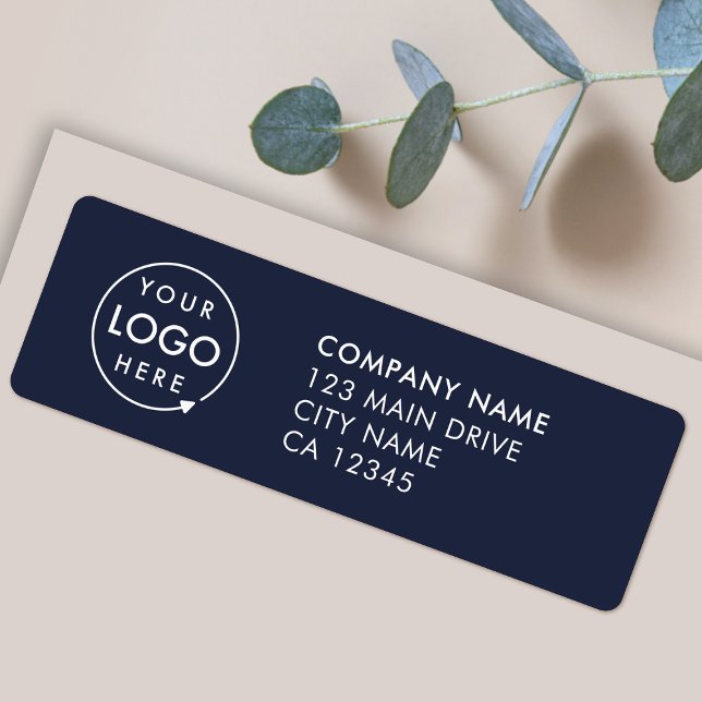 Benutzerdefiniertes Logo | Business Navy Blue Rück (Stylish navy blue return address labels for your business - simple, professional & easy to customize)