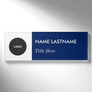 Benutzerdefiniertes Logo EleganBlue White Magnet T Namenschild
