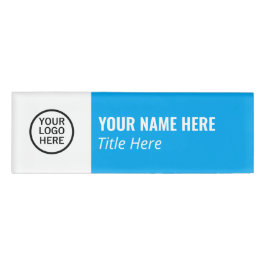 Benutzerdefiniertes Logo EleganLight Blue White Ma Namenschild