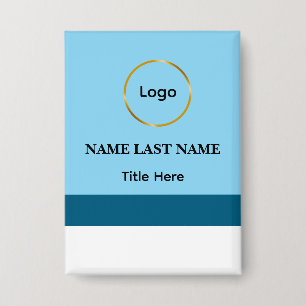Benutzerdefiniertes Logo Elegant Dusty Blue Weiß M Button