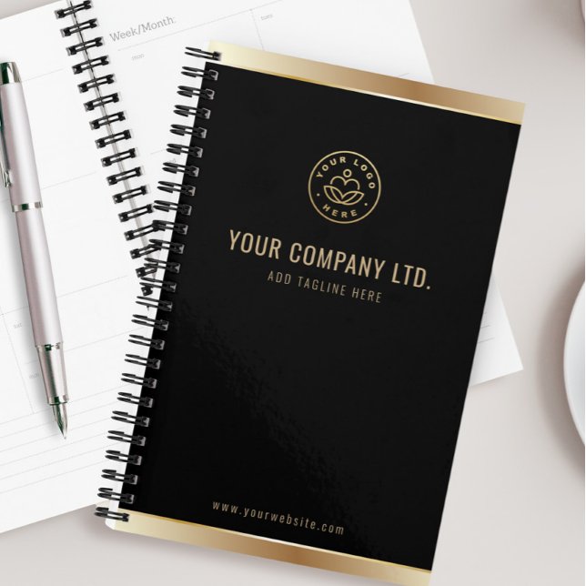 Benutzerdefiniertes Logo Elegant Schwarz Gold Planer (Von Creator hochgeladen)