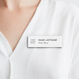 Benutzerdefiniertes Logo Elegante Simple White Mag Namenschild