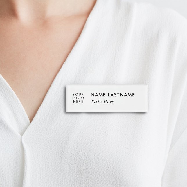 Benutzerdefiniertes Logo Elegante Simple White Mag Namenschild (Von Creator hochgeladen)