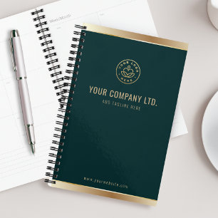 Benutzerdefiniertes Logo Elegante Smaragdgrün Gold Planer