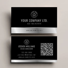Benutzerdefiniertes Logo Eleganter Black Silver QR Visitenkarte