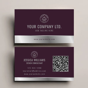 Benutzerdefiniertes Logo Eleganter Burgundy Silver Visitenkarte