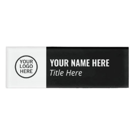 Benutzerdefiniertes Logo Eleganter Schwarz-weißer Namenschild