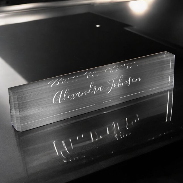 Benutzerdefiniertes Logo Eleganter Schwarz-weißer  Namensplakette (Von Creator hochgeladen)