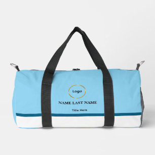 Benutzerdefiniertes Logo Elegantes Staubblau Weiß Duffle Bag