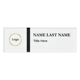 Benutzerdefiniertes Logo Elegantes Staubblau Weiß  Namenschild