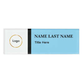 Benutzerdefiniertes Logo Elegantes Staubblau Weiß  Namenschild