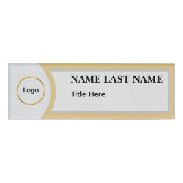 Benutzerdefiniertes Logo Elegantes Staubblau Weiß  Namenschild