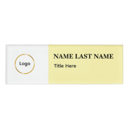 Benutzerdefiniertes Logo Elegantes Staubblau Weiß  Namenschild