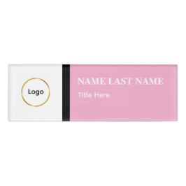 Benutzerdefiniertes Logo Elegantes Staubblau Weiß  Namenschild