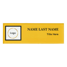 Benutzerdefiniertes Logo Elegantes Staubblau Weiß  Namenschild