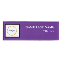 Benutzerdefiniertes Logo Elegantes Staubblau Weiß Namenschild