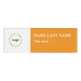 Benutzerdefiniertes Logo Elegantes Staubblau Weiß Namenschild