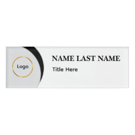 Benutzerdefiniertes Logo Elegantes Staubblau-Weiß- Namenschild