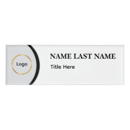 Benutzerdefiniertes Logo Elegantes Staubblau Weiß  Namenschild