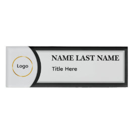Benutzerdefiniertes Logo Elegantes Staubblau Weiß  Namenschild