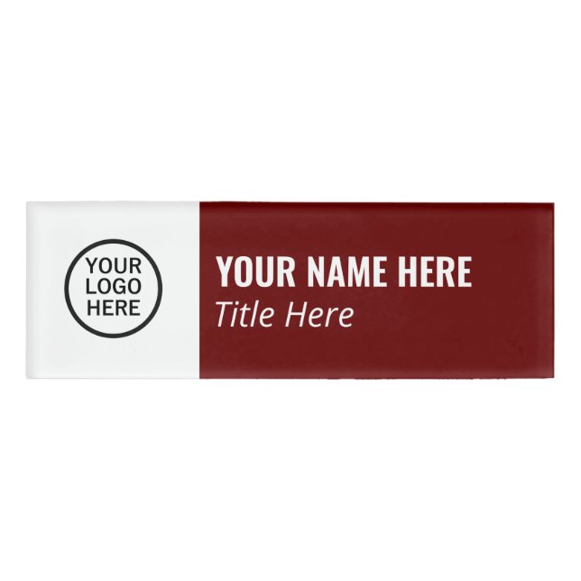 Benutzerdefiniertes Logo Elegany Burgundy White Ma Namenschild (Vorderseite)
