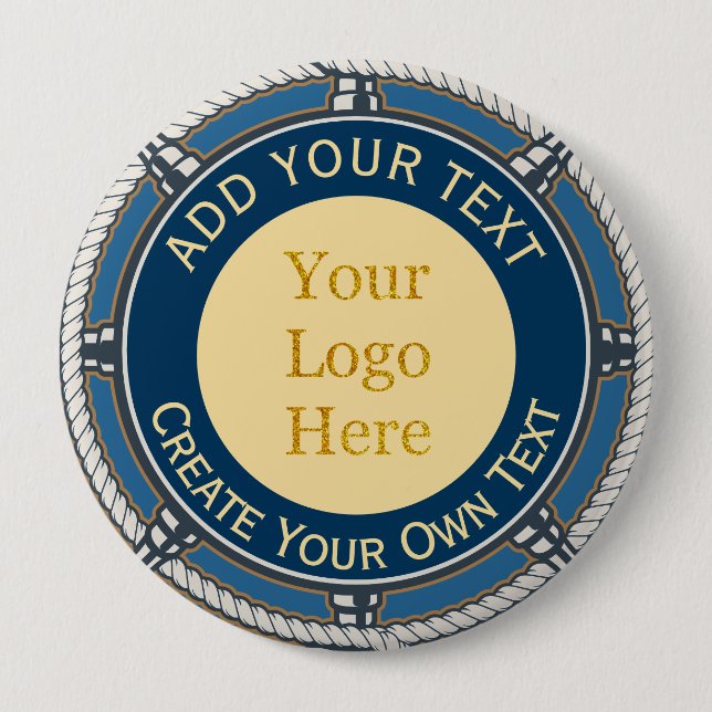 Benutzerdefiniertes Logo Firmen Blau und Gold Naut Button (Vorderseite)