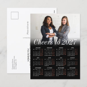 Benutzerdefiniertes Logo Foto Black Calendar 2026 Feiertagspostkarte