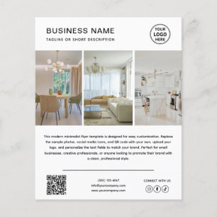 Benutzerdefiniertes Logo Foto Moderne weiße Geschä Flyer