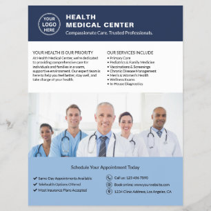 Benutzerdefiniertes Logo Foto QR Gesundheitsklinik Flyer