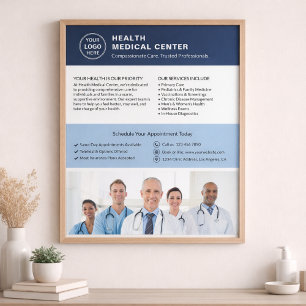 Benutzerdefiniertes Logo Foto QR Gesundheitsklinik Poster