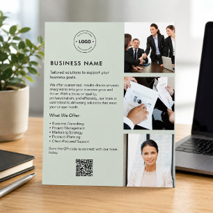 Benutzerdefiniertes Logo Foto QR Salbei Grün Busin Flyer