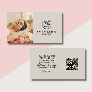 Benutzerdefiniertes Logo-Foto-QR-Spa-Wellnesscente Visitenkarte