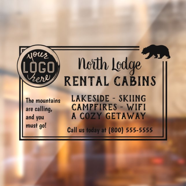 Benutzerdefiniertes Logo für Cabin Vacation Rental Fensteraufkleber (Blatt 2)