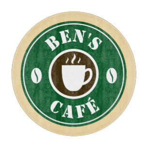 Benutzerdefiniertes Logo für Coffeeshop mit rundem Schneidebrett