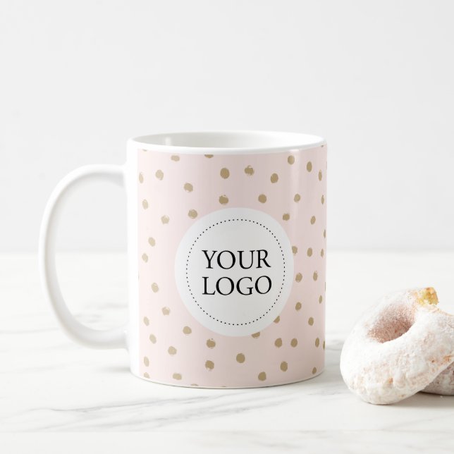 Benutzerdefiniertes Logo für das rosa und goldene  Kaffeetasse (Mit Donut)