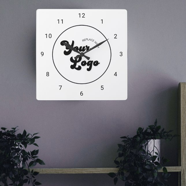 Benutzerdefiniertes Logo für Minimalistische Unter Quadratische Wanduhr (Von Creator hochgeladen)