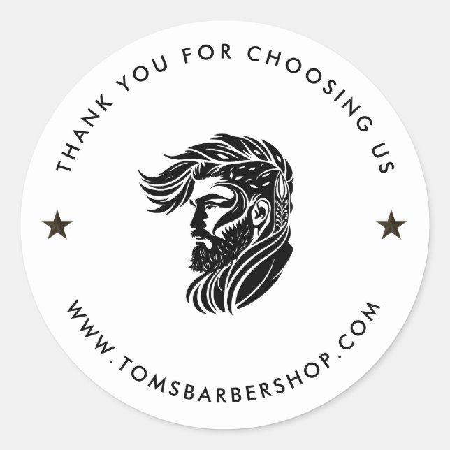 Benutzerdefiniertes Logo für Weißschwarze Typograf Runder Aufkleber (Vorderseite)