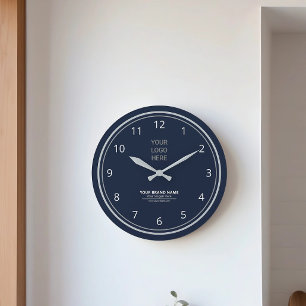 Benutzerdefiniertes Logo für zeitgenössische Navy  Große Wanduhr