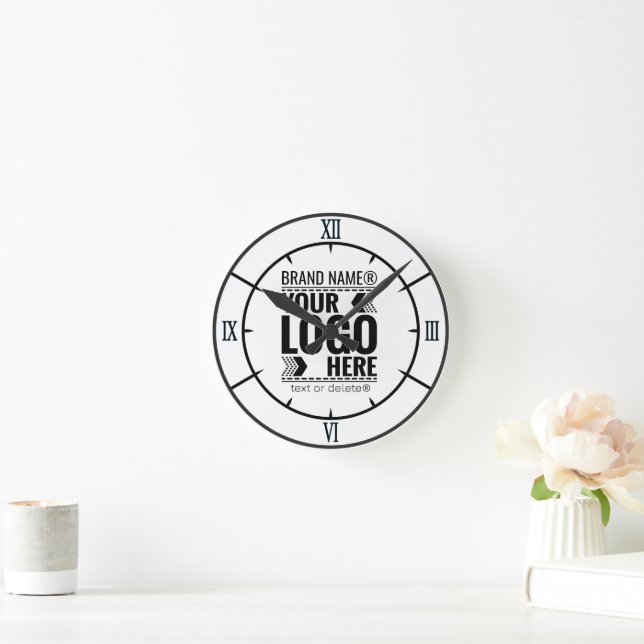 Benutzerdefiniertes Logo, Geschäfts- oder Markenlo Runde Wanduhr (Zuhause)