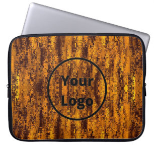 Benutzerdefiniertes Logo, Gold und schwarze Pixelm Laptopschutzhülle