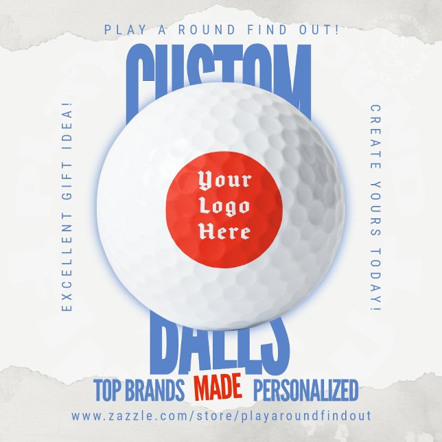 Benutzerdefiniertes Logo Golf Branding Retro Abzei Golfball (Custom golf balls by Play A Round Find Out, "Your Logo Here" acts a filler to allow for replacement)