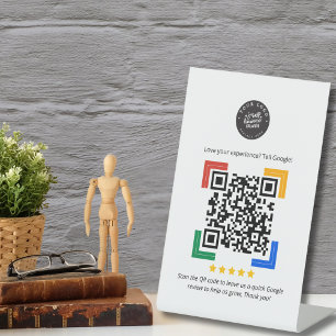 Benutzerdefiniertes Logo Google Review QR Code Pod Sockelschild
