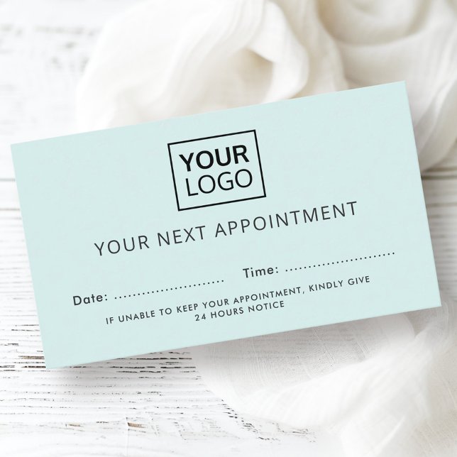 Benutzerdefiniertes Logo hellblaue, moderne Termin (Custom logo light blue modern appointment cards)