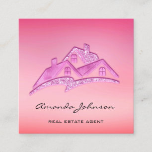 Benutzerdefiniertes Logo House Real Anwesen Agent  Quadratische Visitenkarte