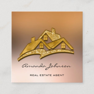Benutzerdefiniertes Logo House Real Anwesen Agent  Quadratische Visitenkarte